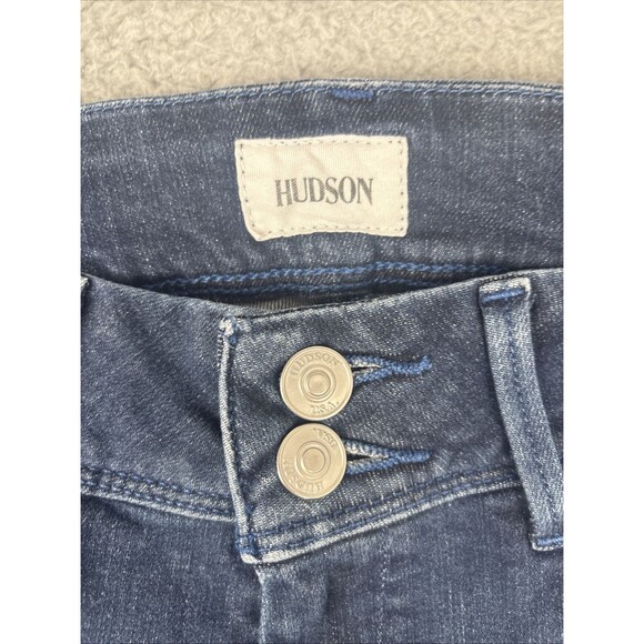 Hudson Collin Midrise Bootcut Cropped Jeans Dark Wash 26 Flap Pockets - Picture 3 of 9